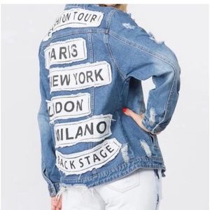 DENIM Jacket Distressed Jean, size L